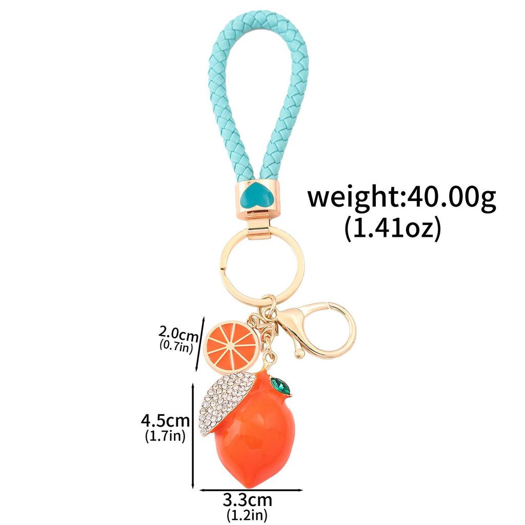 Xiyin Strass Emaille Frucht Schlüsselanhänger - Zitrone, Kirsche, Erdbeere Taschenanhänger Geschenk