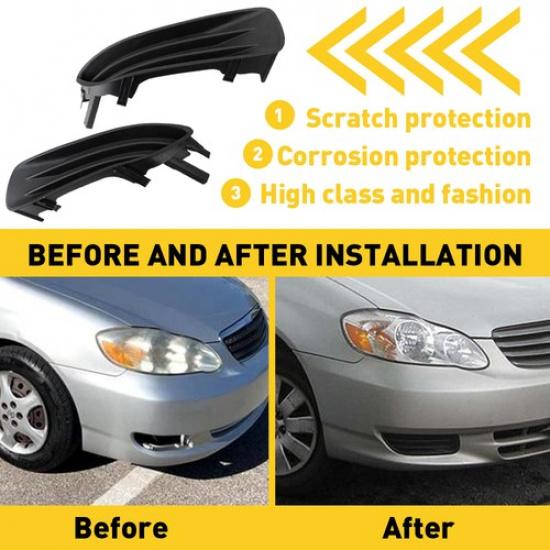 Side Fog Light Cover Set ABS Black Fit For 2003-2004 Toyota Corolla Pair EOOH