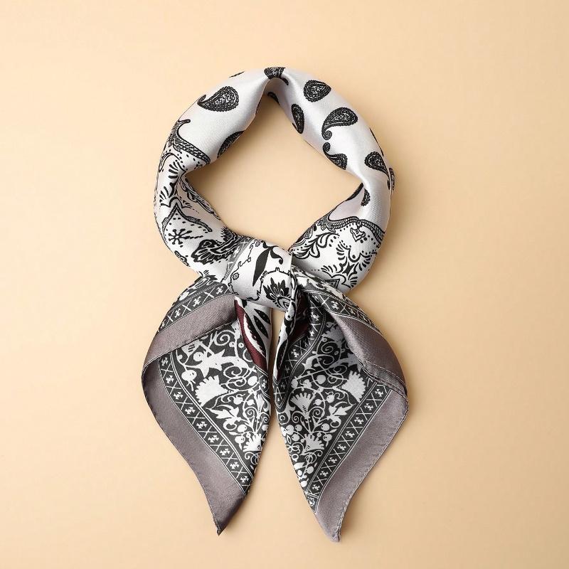1 Adet Erkek Moda Çok Yönlü Suni İpek Paisley Yama İşi Baskılı 60cm Bandana Boyun Eşarbı