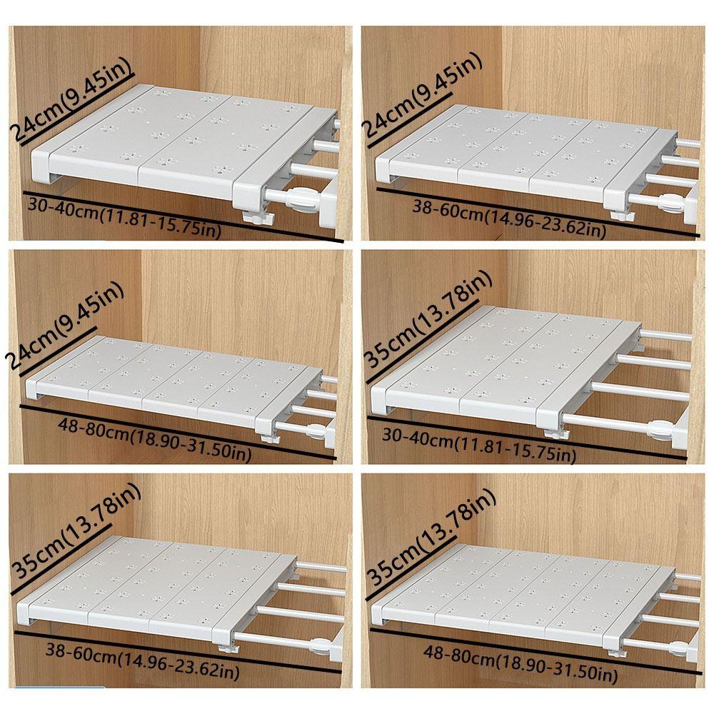 Wall Mounted Retractable Layers Board Punch-free Closet Dividers Wardrobe Storage Shelf  Bedroom
