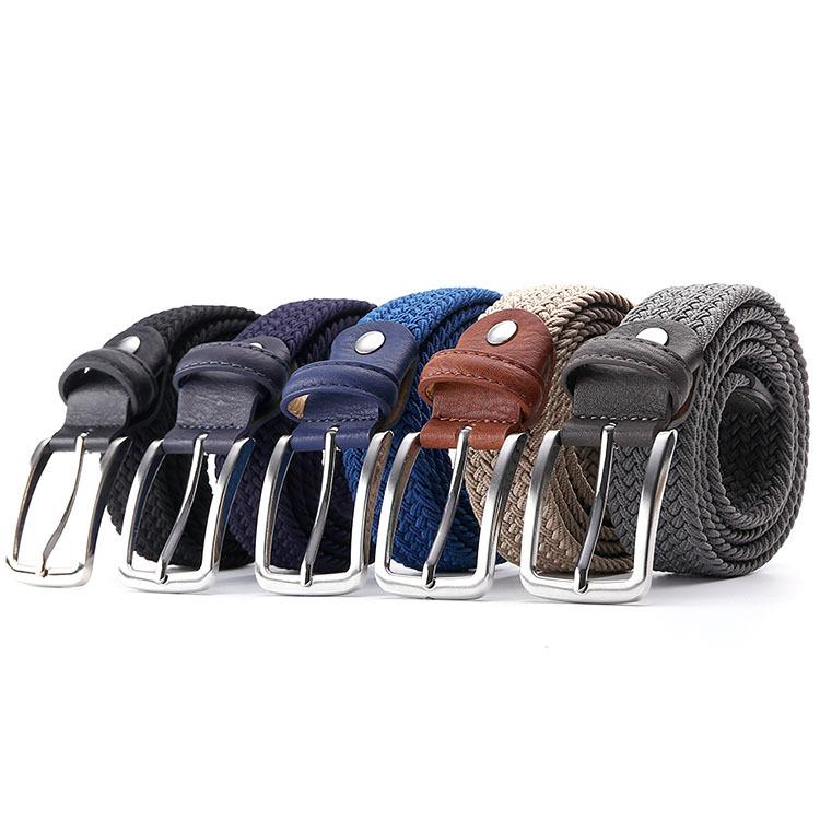 Men'S Belt Braided Belt Elastic Belt Pin Buckle Belt Student Belt
