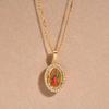 Vnox Dainty Virgin Mary Women Necklace Stainless Steel Chain Geometric Pendant Catholic Blessed Necklaces Religious Lucky Collar