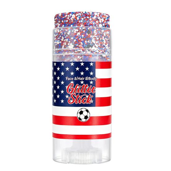 Patriotic Red White and Blue Body Glitter Stick, 4th of July Accessories for Women Kids, Sparkling Face Hair Glitter