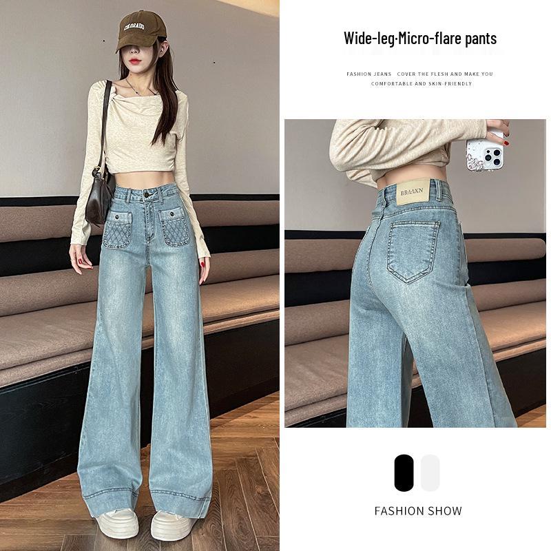 

Women s Straight-Leg Jeans: New 2025 Loose, Slimming, Versatile Wide-Leg Pants for Spring, Autumn, and Winter. S