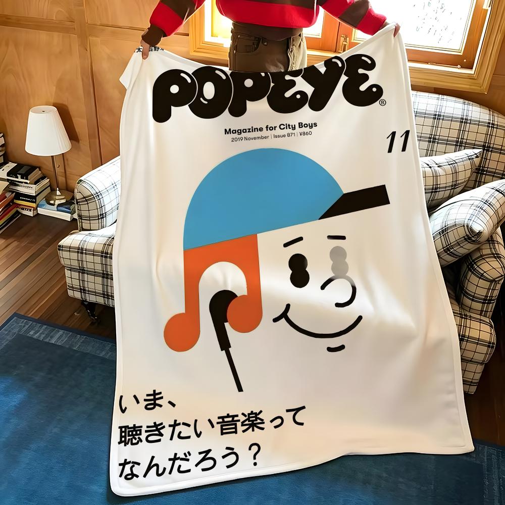 Cartoon P-popeye Throw Flannel Cozy Print Blanket, Portable, Durable Machine Washable Cute Cool
