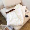 Women's White High-Waisted Wide-Leg Jeans - Summer Pleated, Slimming, Floor-Length Casual Pants