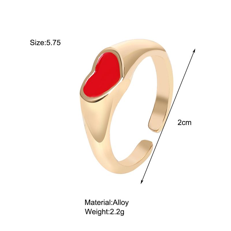 Retro Vintage Metal Silver Color Red Black Heart Bague Rings For Women Men Jewelry Accessories Gifts Charms Unsex Design Open Ring