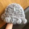 Stretch Rabbit Fur White Plush Hat for Women Autumn Winter Warm Ear Protection Woolen Hats Fur Knitted Caps