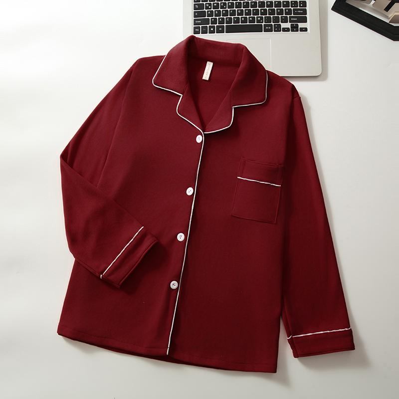 Set de pijama simplu, solid, de toamnă-iarnă pentru femei, cu mâneci lungi, top cu nasturi și pantaloni cu bandă elastică în talie, îmbrăcăminte de noapte și de lounge pentru femei