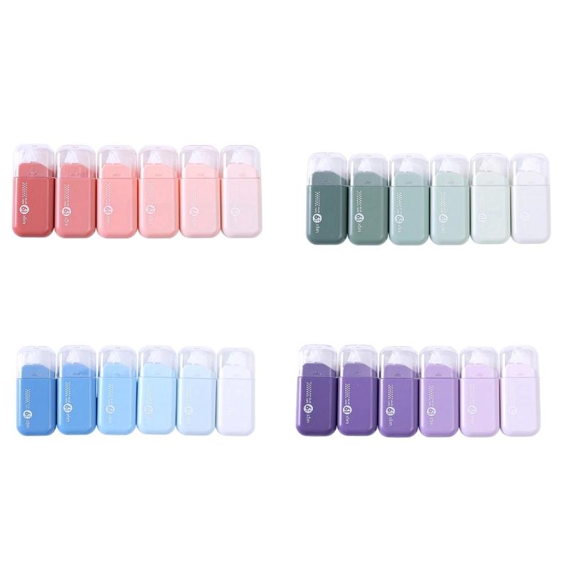 6pcs Removable Adhesive Pens Gradient Color Precise Nib for Handmade Journal Decoration and Photo Mounting