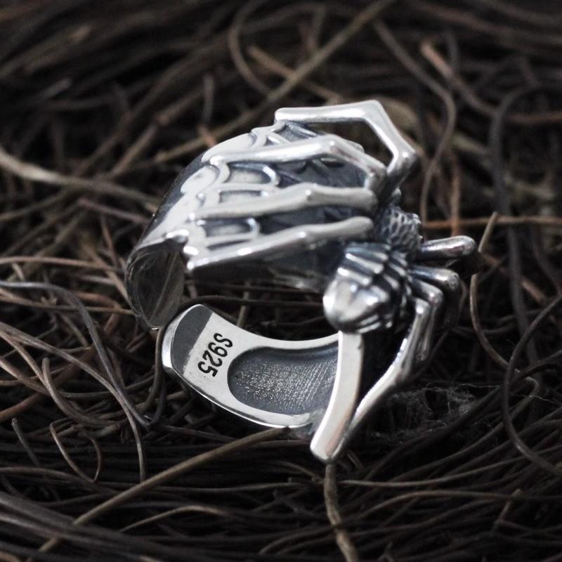 Thai Vintage Stylish Silver Spider Ring For Women Perfect For Punk Lovers Fashion