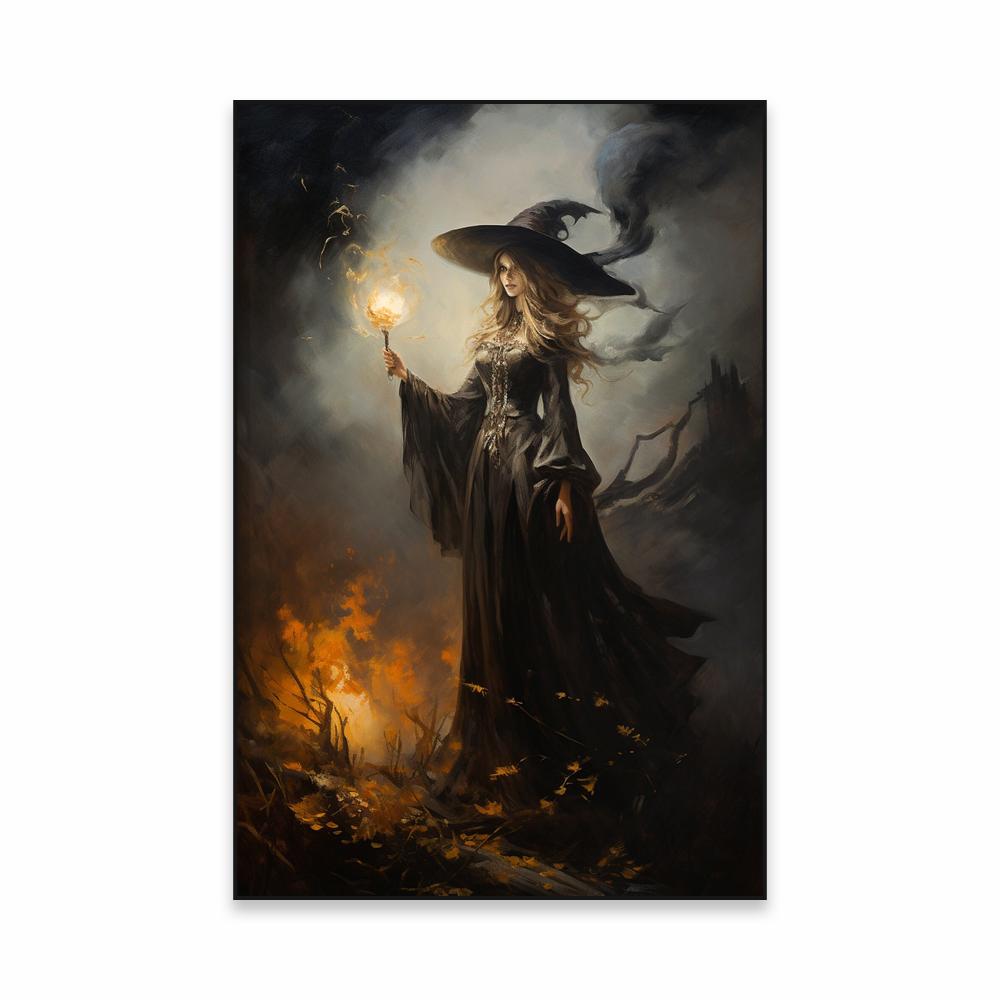 Floral Witch Classical Poster Mystical Art Oil Painting Print Witches Coven Amongst The Wildflowers Canvas Painting Wall Decor
