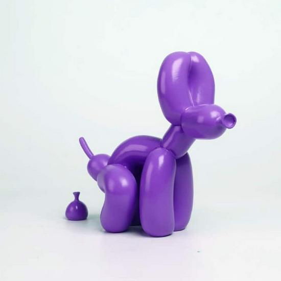 Shiny Balloon Dog Poop Art Statue: Cute Animal Sculpture for Home Decor