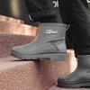 New Rain Shoes Men's Short Tube Fashion Non-slip Rain Boots Fleece Thermal Rubber Shoes Kitchen Work Short Water Shoe Cover Shoes