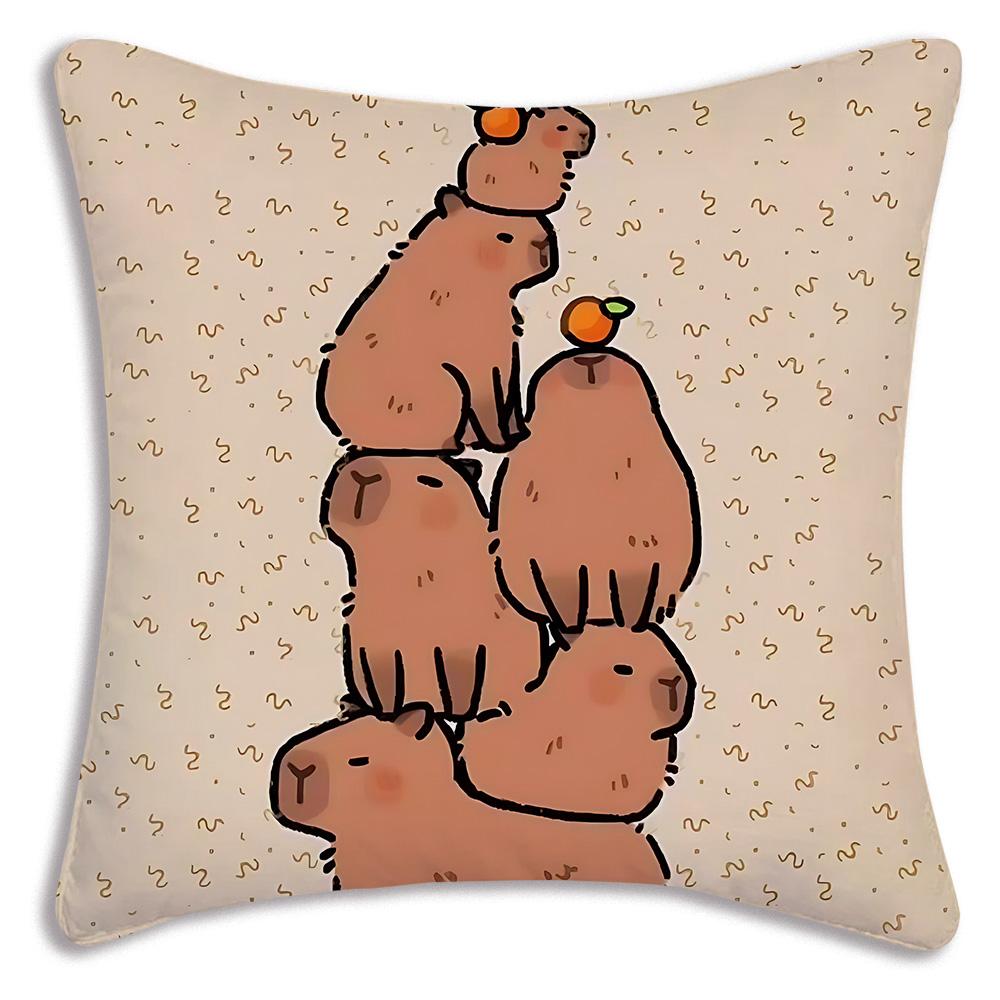 Cute animal C-Capybaras Pillow Covers Cartoon Sofa Decorative Home Double-sided Printing Short Plush Cute Cushion Cover