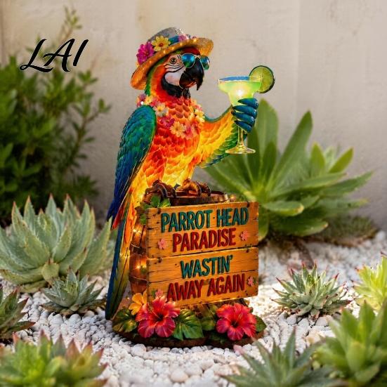 Lumière Animale Étanche Solaire Perroquet Lampe Piquet de Jardin avec Sculpture Automatique Marche/Arrêt Décoration Oiseau pour Patio Extérieur Chemin Paysage