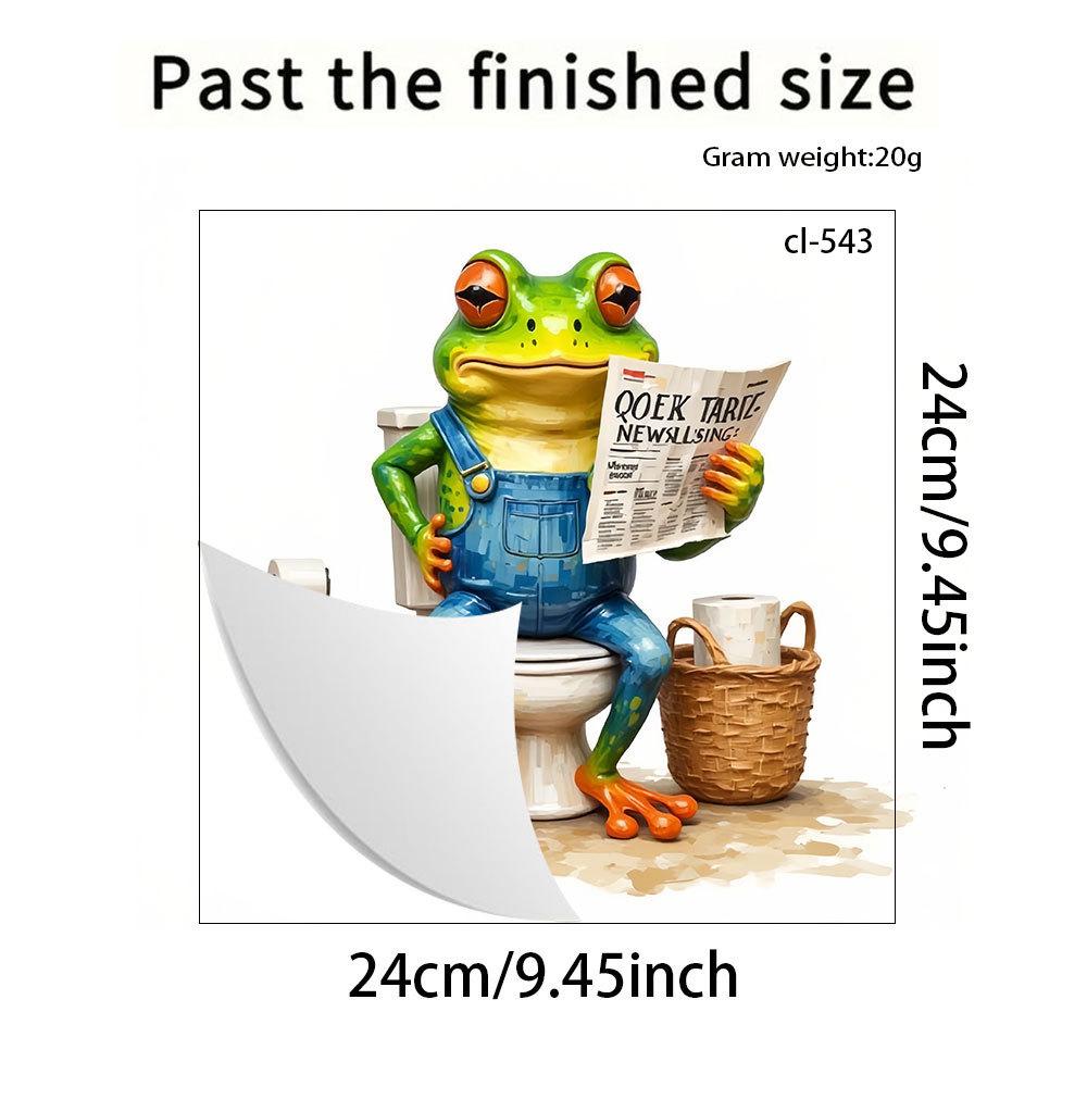 

3D Funny Turtle Reading Newspaper Toilet Wall Sticker Self-Adhesive Waterproof Removable Bathroom Home Decor Art 24x24cm
