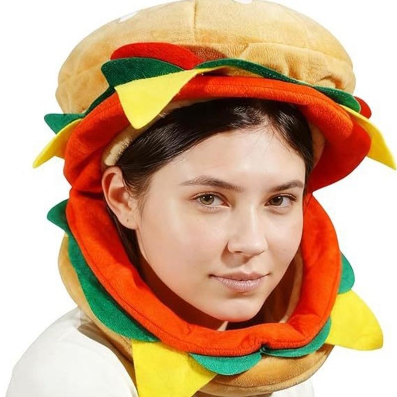 Whimsical Cotton Hamburger Headwear Themed Party Photo Props Costume Decors For Roleplay Event Family Bonding Activity