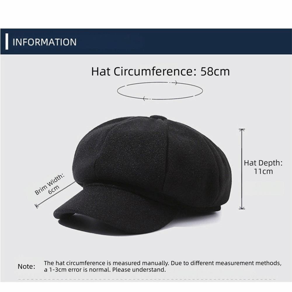 Woolen Fabric Baker Cap Solid Color Beret Hat Fashion Octagonal Cap  Autumn Winter
