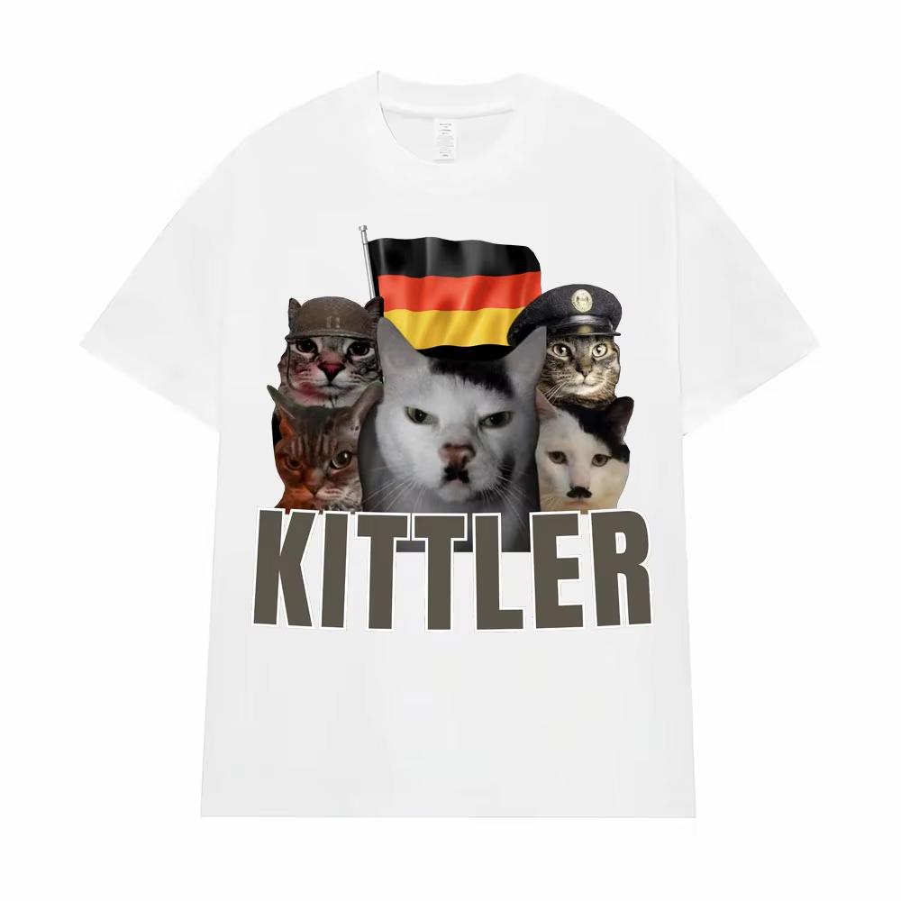 Kittler Zabawny Kot Zwierzęcy Mem Koszulka Wysoka Jakość Okrągły Dekolt Bawełniana Koszulka dla Mężczyzn i Kobiet Codzienna Moda Styl Humorystyczny Prezent