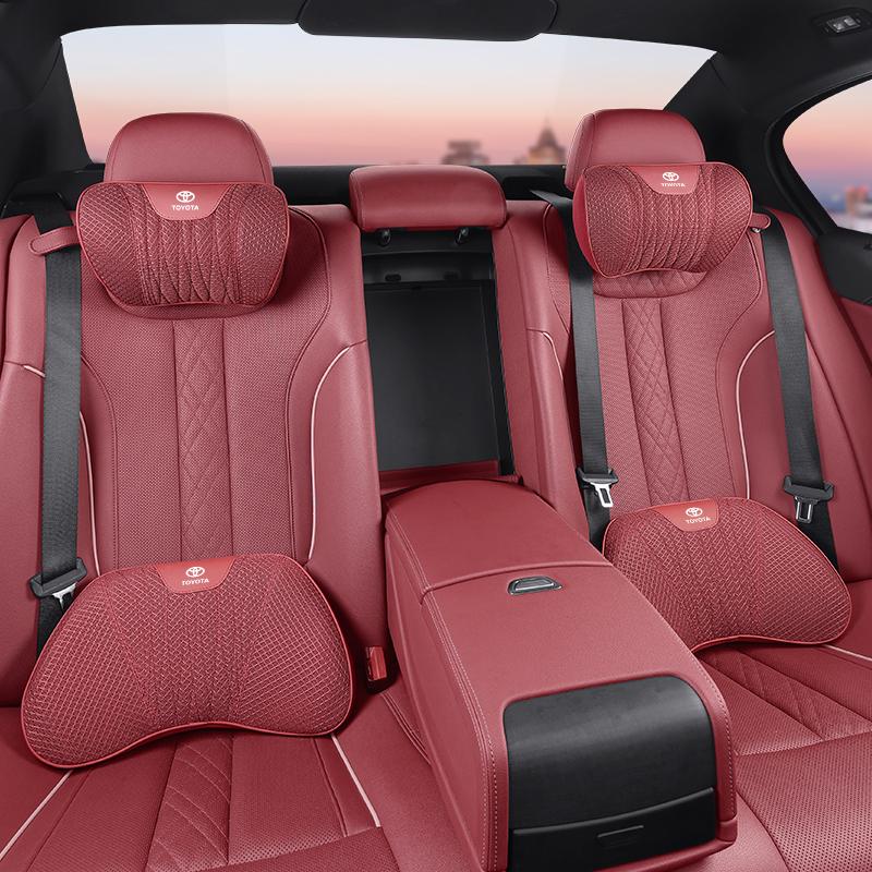 Hub Caps Ice Silk Fabric Car Headrest Lumbar Pillow Seat Cushion Accessories For Toyota Corolla Yaris Aygo Camry Auris Avensis P