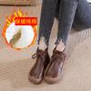 2025 Winter Genuine Leather Boots Women's High Top Laced Up Flats Woman Warm Short Plush Boot Ladies Orthopedic Shoe Ankle Boots