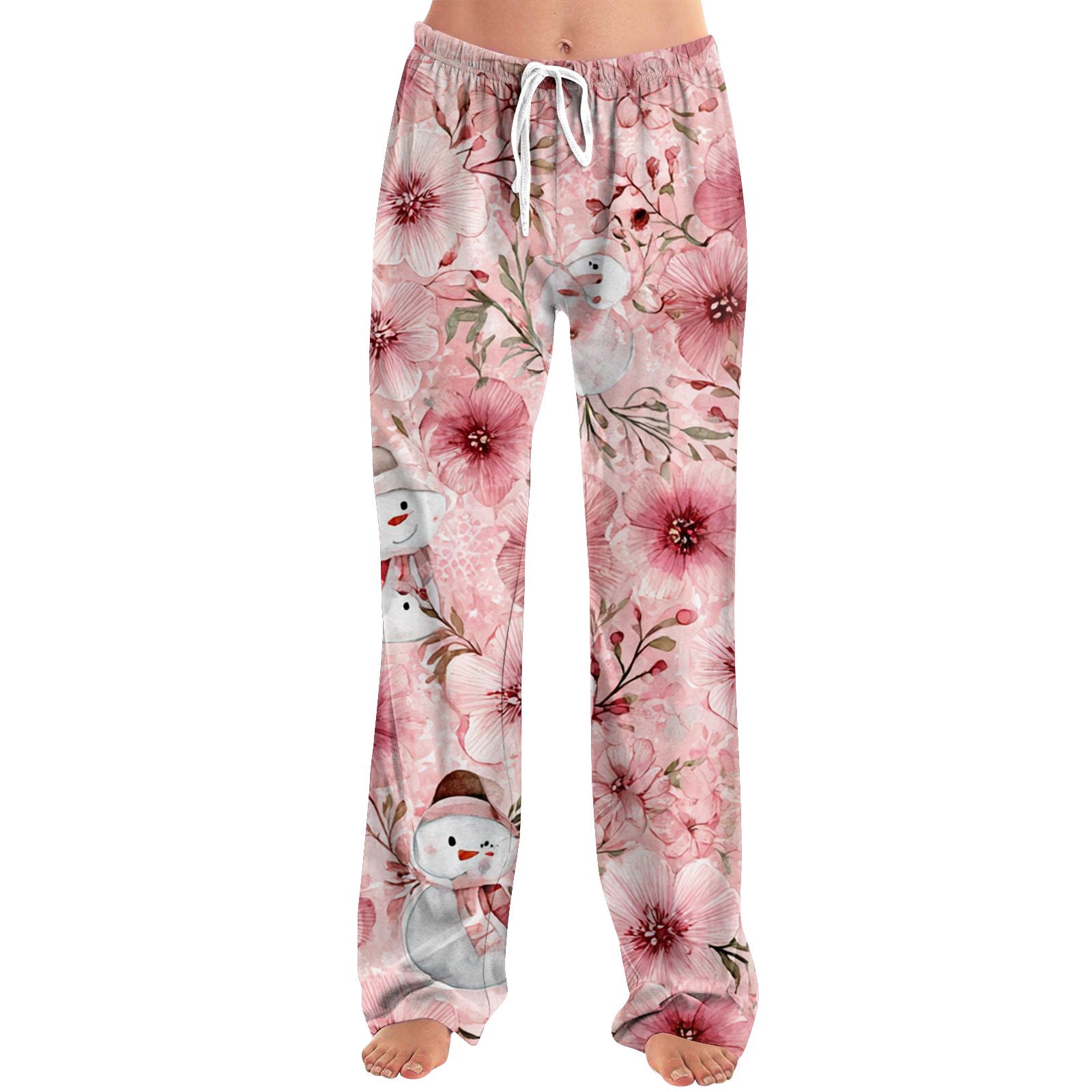 

Женские свободные и повседневные брюки с широкими штанинами с рождественским принтом, эластичным поясом, кулиской и карманом XL арбуз красный