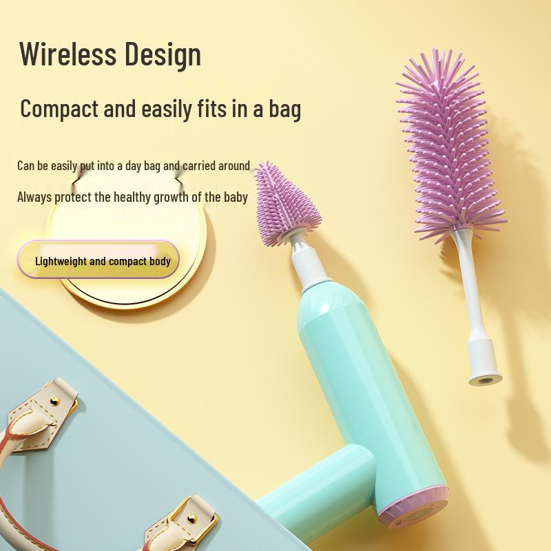 Long-lasting Electric Baby Bottle Cleaning Brush with Food-Grade Bristles for Powerful and Efficient Cleaning - A Must-Have for Moms and Babies.