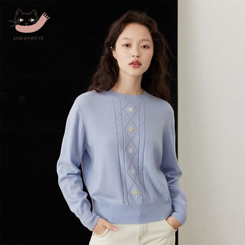 Sinuofude S22-063 Women's Embroidered Cashmere Blend Sweater