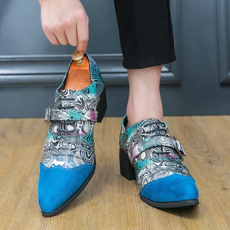 European & American 2025 Men's Fashionable Mid-Heeled Pointed Toe Loafers - Spring & Autumn Collection