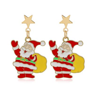 Style Jewelry, Christmas Alloy Dripping Santa Pendant Earrings, Christmas Series Ear Jewelry