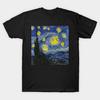Men Black Print T-shirt Cockatiel Starry Night No-Cut Transfer Paper Print Cotton Tshirt