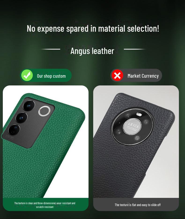 Vivo Nex3 Genuine Leather Half-Cover Protective Case with Litchi Pattern