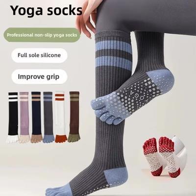 New Cotton Five-finger Yoga Socks Silicone Grips Breathable Pilates Socks Non Slip Ballet Socks Women