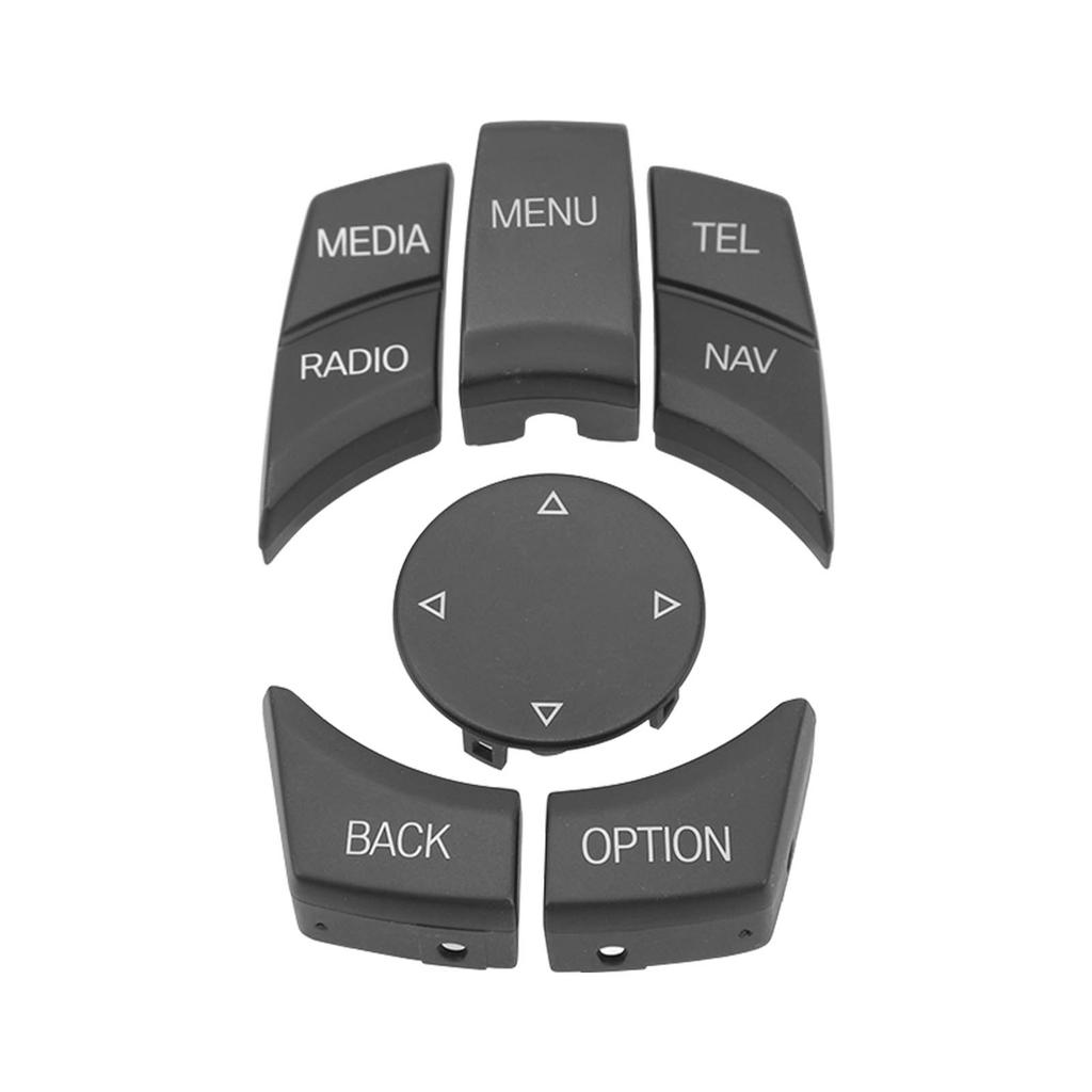 6 ცალი მანქანის მულტიმედიური მართვის ღილაკი, დახვეწილი, კომფორტული შეხების ღილაკის საფარი, თავსებადი 1 3 5 6 სერიის მოდელებთან, მქრქალი შავი