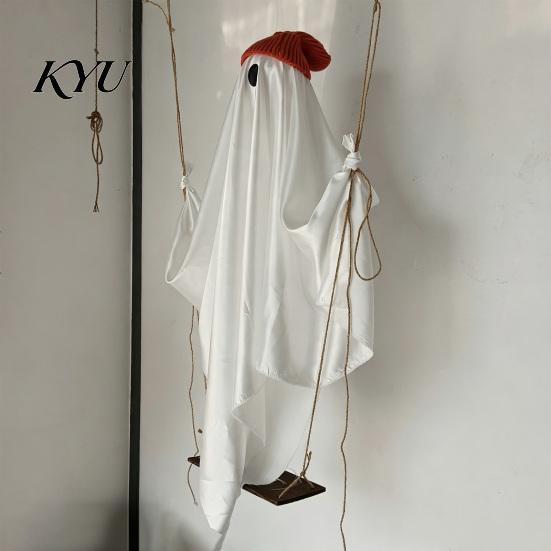 Outdoor Halloween Atmosphere Lights Decorations Indoor, IP44 Waterproof Light Up Hanging Swing Cute Ghost Decoration, DIY Party Props Standing