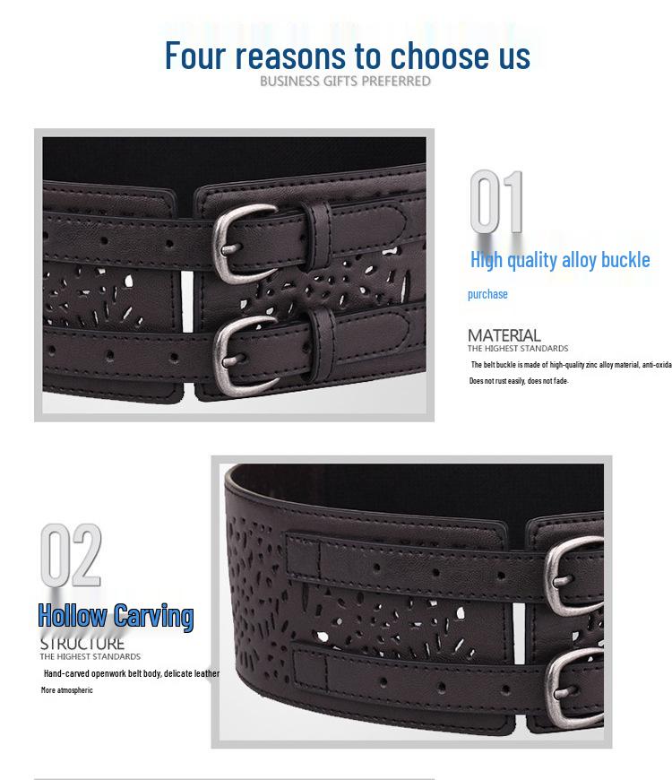 Herbst/Winter Mode Doppelreiher Mantel mit elastischem Bund & breitem Gürtel für Damen