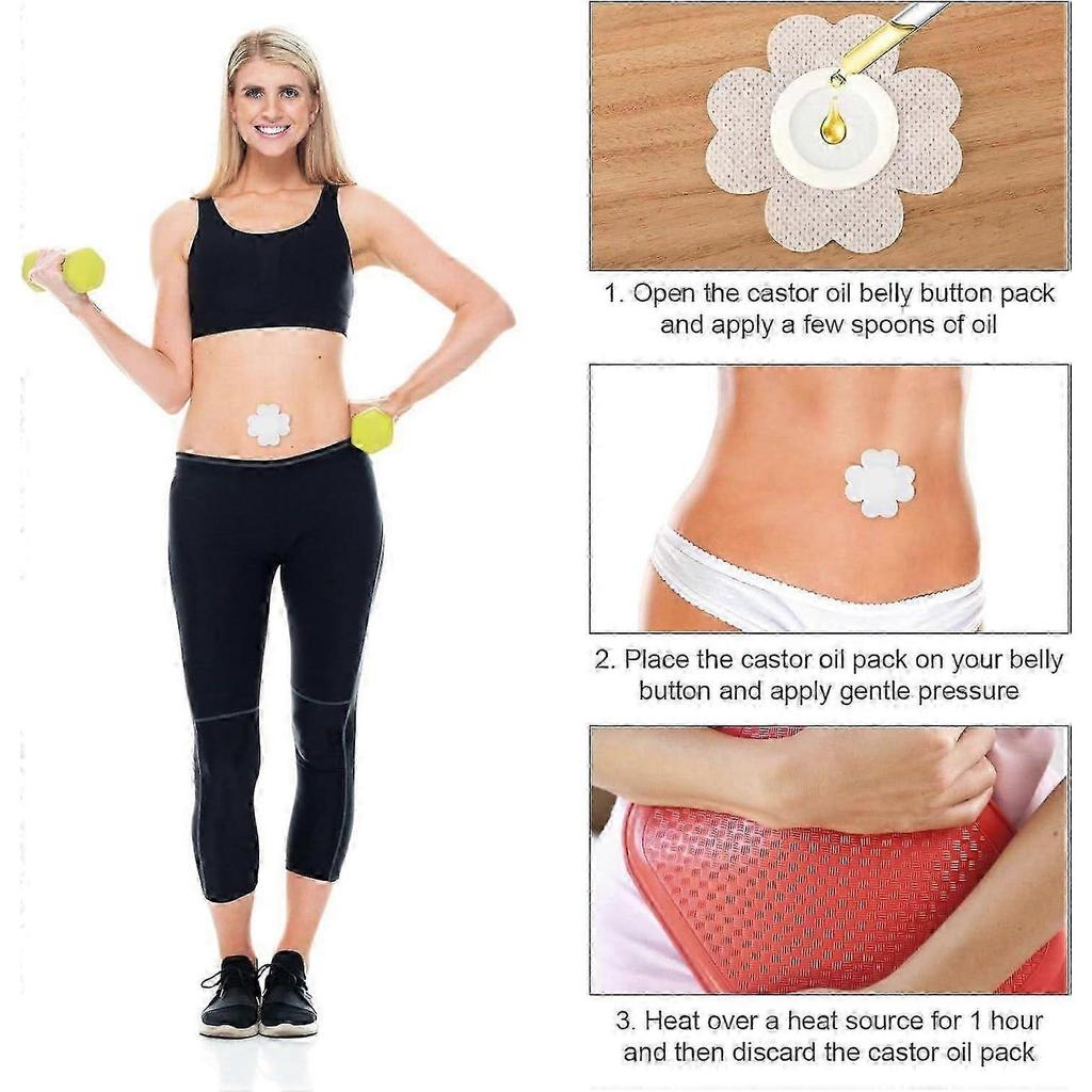 2025 Latest Model  30pcs Castor Oil Pack Wrap for Belly Button, Spunlace Cloth
