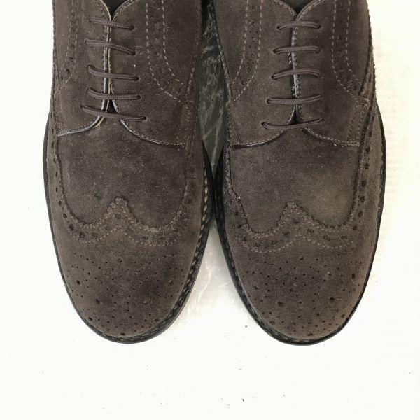 ANTICA CUOIERIA Semišové boty s křídlovou špičkou [43.5/27.5-28.0/Hnědá] Společenské(POUŽITÝ)