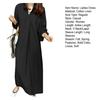 Ladies Fall Spring Dress Loose Lapel Long Sleeve Solid Color V Neck Soft