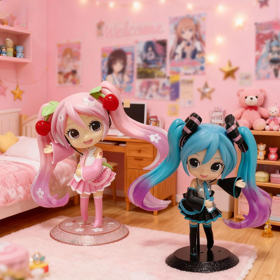 Chibi Cute Girl Sakura/Ghost Series - Anime Character Figurines, Exquisite Cute Doll Model Decorations, Collectible Merchandise