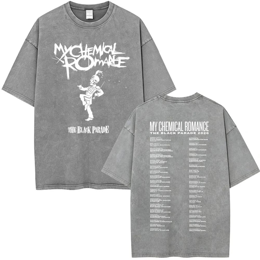 The Black Parade 2026 Tour Merch Vintage Washed T-shirts Punk Rock Band My Chemical Romance T-shirt Fan Gifts Men Women T Shirts7