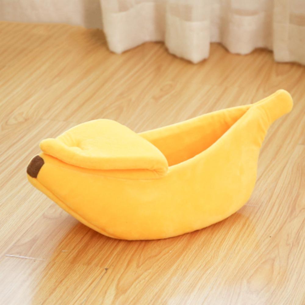 Portable Pet Sleeping Basket Durable Cozy Cat Mat Soft Banana Shape Cat Bed  For Kitten Puppy