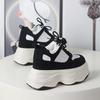 Fashion 12CM Microfiber Synthetic Leather Vulcanize Chunky Sneakers Platform Wedge Autumn Spring Ankle Booties Women Vulcanize