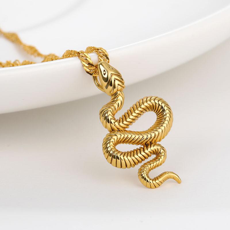 Elegant Gold And Silver Alloy Snake Pendant Necklace For Women Fashion Accessory
