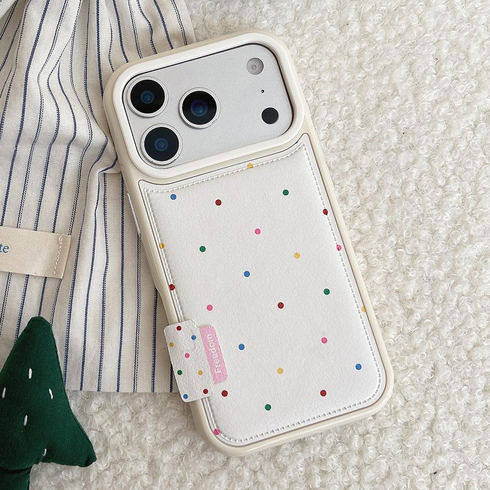 

Cute Colorful Circular Dots Leather Shockproof Protective Phone Case For iPhone 17pro 17promax 14 15 16 pro max Lovely Cover iPhone 14 Pro