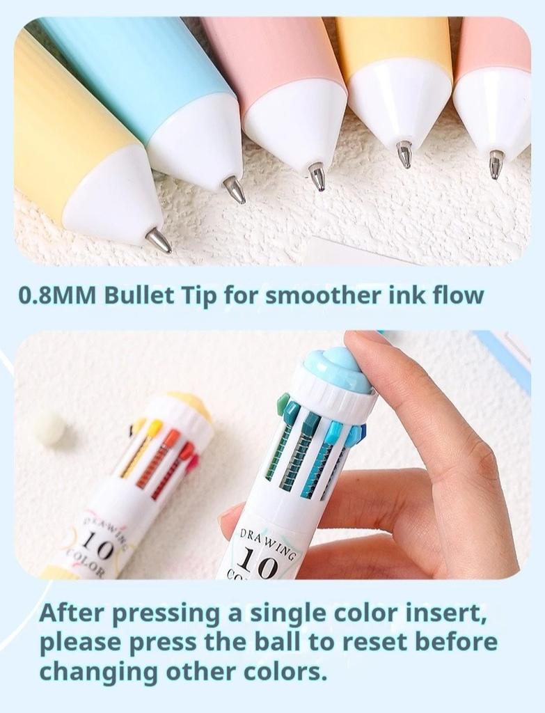 Macaron 10 in 1 Colored Ballpoint Pens 28/60 Colors 0.8mm Smooth Writing Drawing Retractable Ballpoint Pen for School Party Gift
