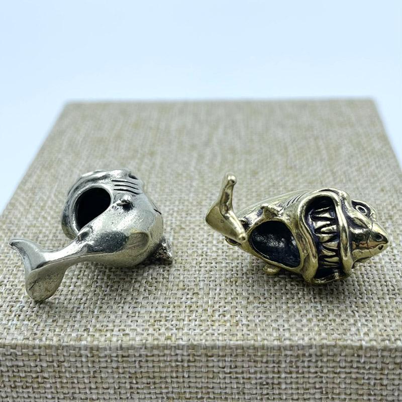 Brass Sea Animal Shark Knife Beads Punk Edc Outdoor Diy Paracord Woven Bracelet Accessories Lanyard Pendants Flashlight Hangings