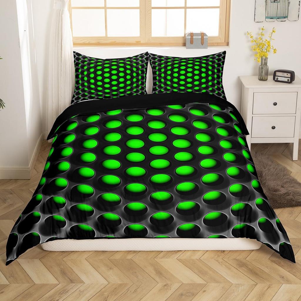 Abstract Honeycomb Coal 3D Digital Printing Three-Piece Set, Duvet Cover, Bedding Set With Pillowcase