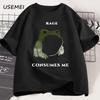 Unisexs T Shirts Funny Rage Consumes Me Frog Graphic T Shirts Vintage Cotton Short Sleeve Printed Tshirt Unisexs Clothes Streetwear